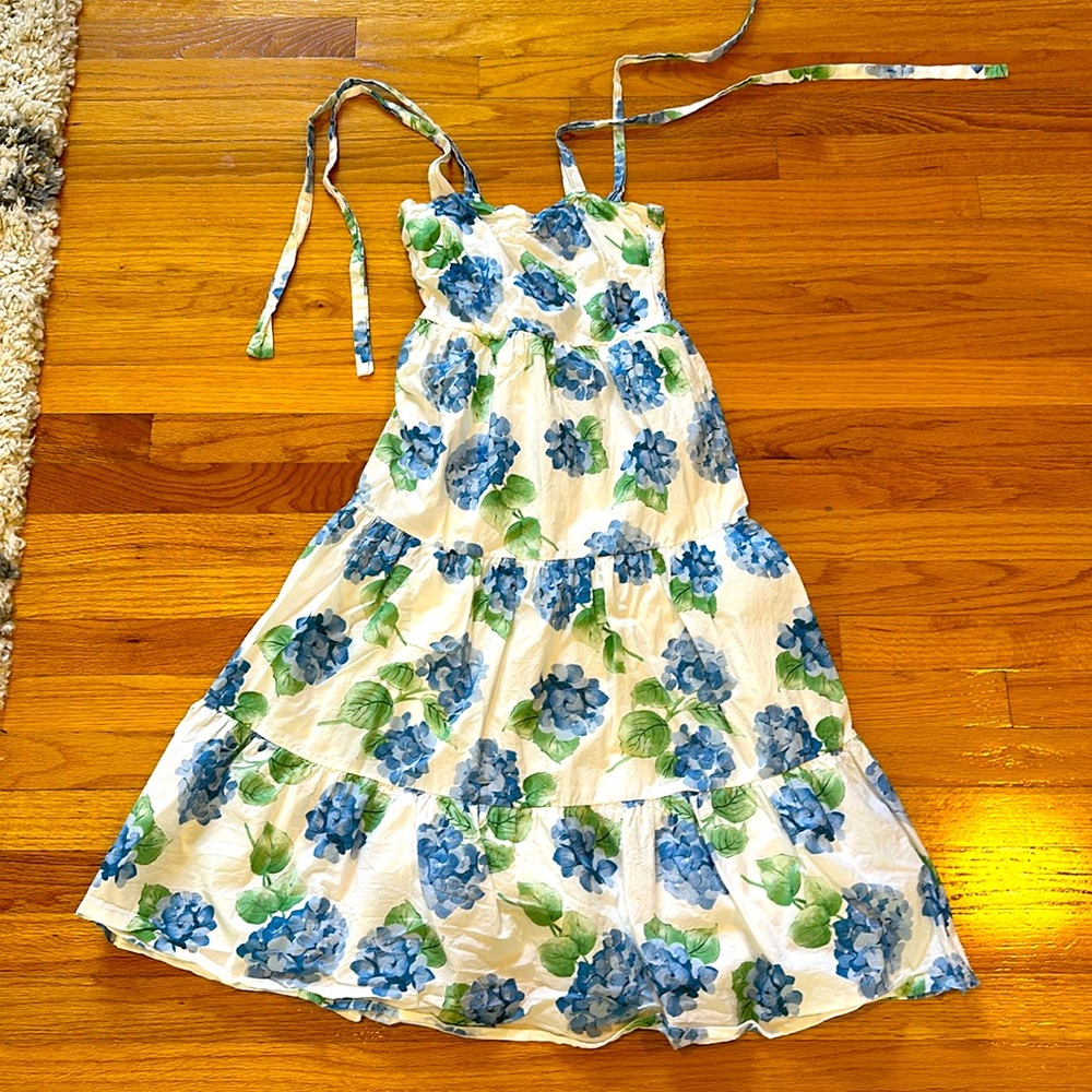 Caitlin Covington x pink lily hydrangea midi dress